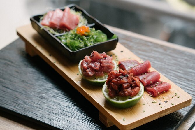 Bluefin Tuna tasting in the most Prestigious Market of Spain - Sashimi and bull sashimi show the fish more plainly