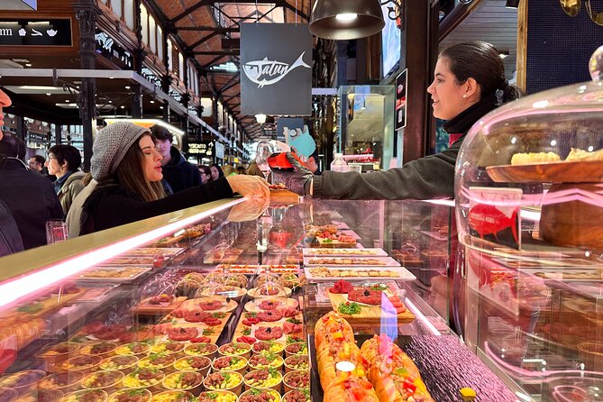 Bluefin Tuna tasting in the most Prestigious Market of Spain - Wakame, salmon roe, sesame, and wasabi round out the plate