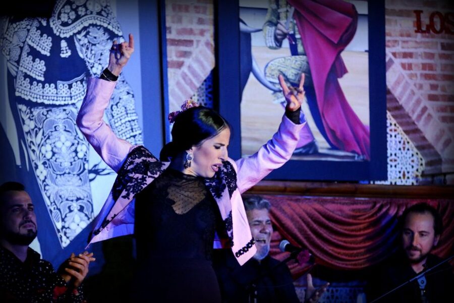 Madrid: Los Porches Flamenco Show with Tapas and Wine Ticket - Arriving at a three-stage tablao