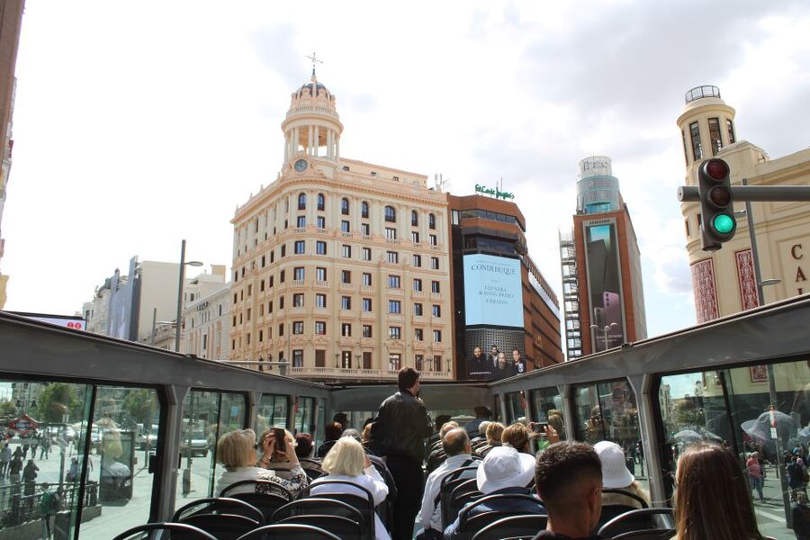 Madrid: Panoramic Open-Top Bus Day or Night Tour with Guide - Temple of Debod and the palace district