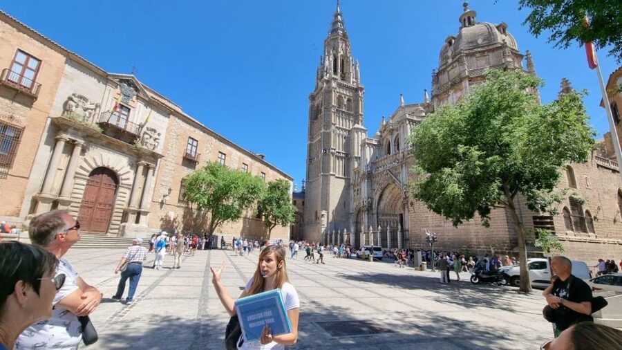 Toledo: Cathedral, Alcazar, Monastery, Jewish Quarter Tour - Following Narrow Streets Toward the Cathedral